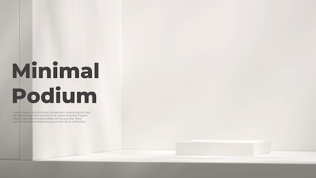 Hvit minimal scene 3D-gjengivelse mockup-mal av rektangulært podium i landskap