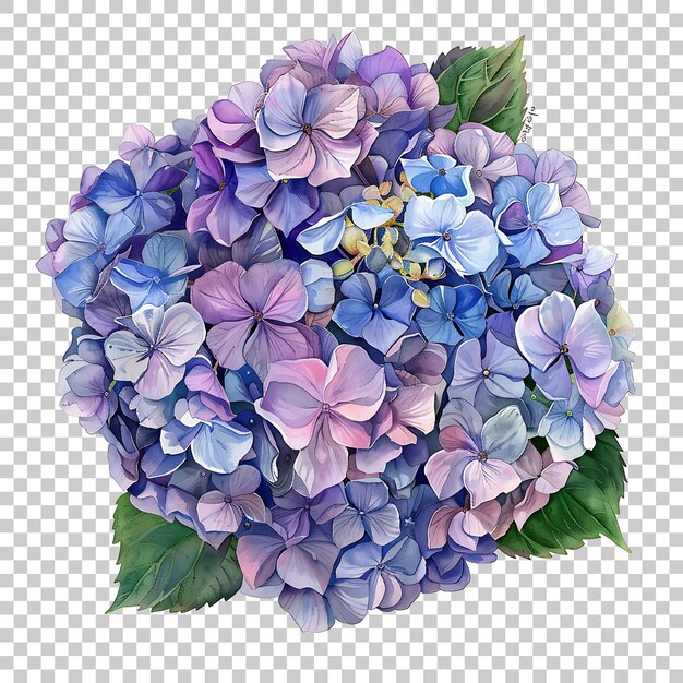 PSD hydrangea akwarela png z przezroczystym tłem