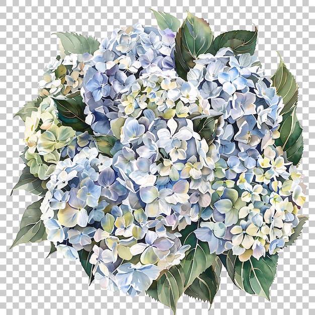 PSD hydrangeas watercolor png with transparent background