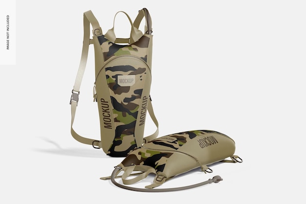 PSD hydratation backpacks mockup, perspective