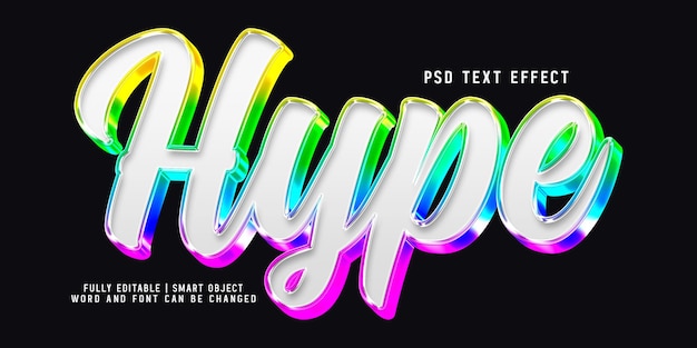 Hype 3d colorful psd text effect