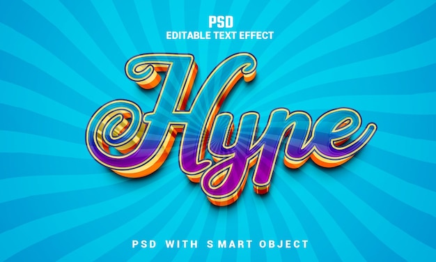 PSD hype 3d editable text effect with background premium psd