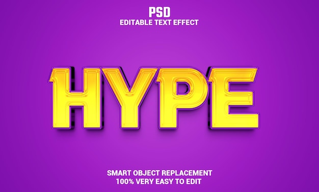 Effetto di testo modificabile hype 3d con sfondo premium psd