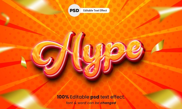 Hype glossy 3d editable psd hype text effect with background