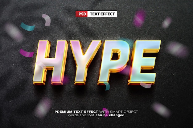 Hype kleur 3d bewerkbare teksteffect mockup