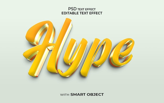 Hype text effect 3d style mockup 3d