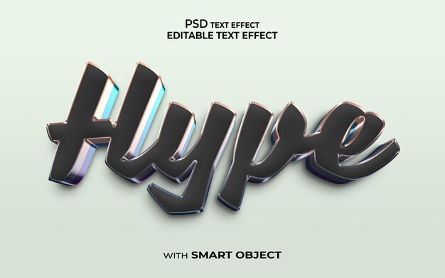 Hype text effect 3d style mockup 3d