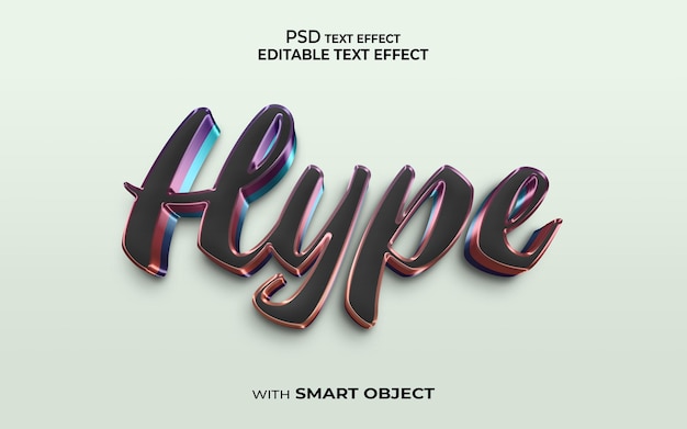 โมเดลจำลองเอฟเฟกต์ข้อความ Hype สไตล์ 3 มิติ 3 มิติ