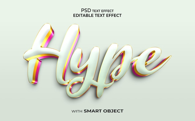 PSD hype text effect 3d style mockup 3d