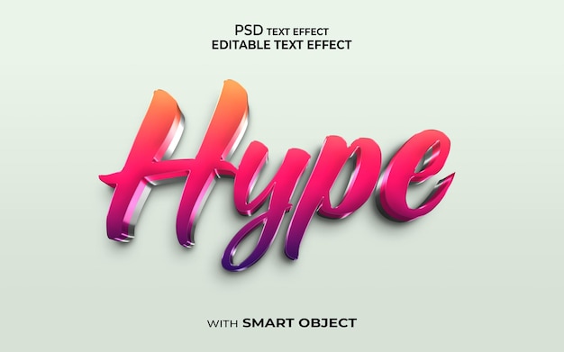 PSD hype text effect 3d style mockup 3d