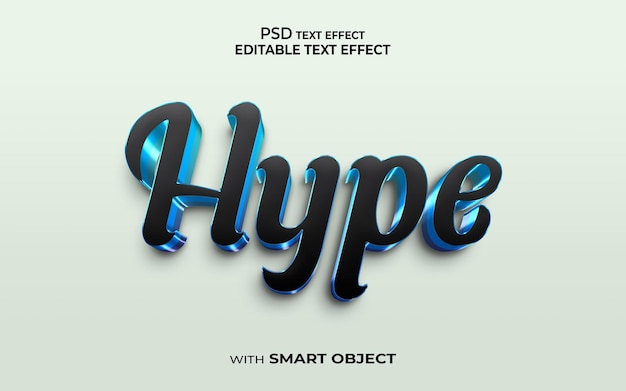 Hype text effect 3d style mockup 3d