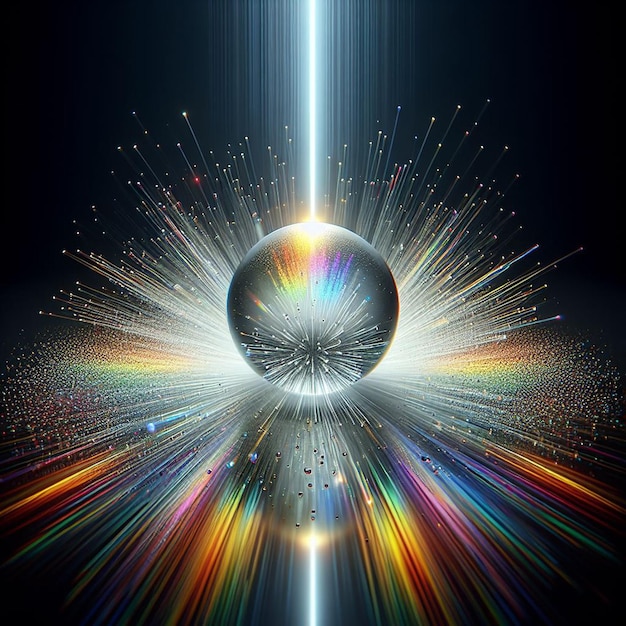 PSD ハイパーリアリティクスベクトルアート カラフルなスペクトルカラー 光スペクトル ガラスの球 光束線