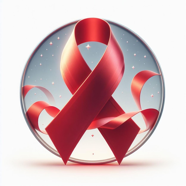 PSD hyper realisitc vector art red ribbon icon symbol cancer logo banderole pasted label badge