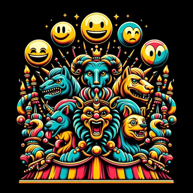PSD hyper realisitic vector art colorful trendy emoji emoticon smily illustration