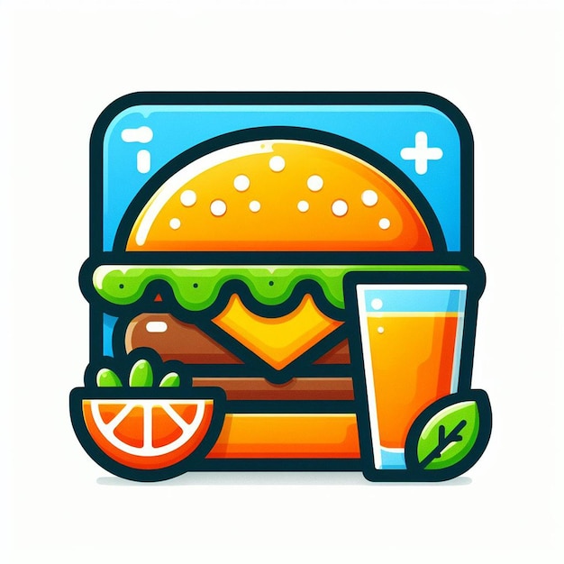 Hyper realisitic vector art hamburger cheeseburger burger symbol icon avatar drawing illustration