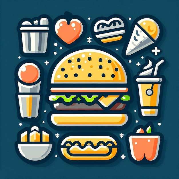 PSD hyper realistic vector art hamburger cheeseburger burger simbolo icona avatar disegno illustrazione