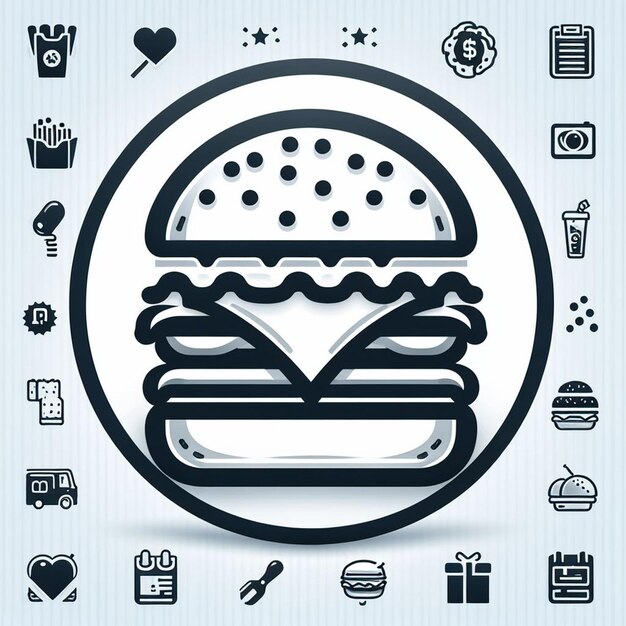 PSD hyper realisitic vector art hamburger cheeseburger burger symbol icon avatar drawing illustration