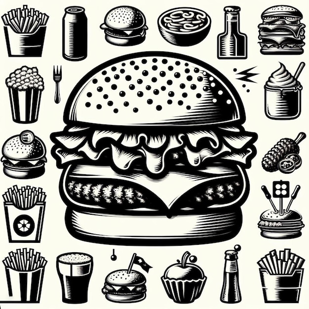 PSD hyper realistic vector art hamburger cheeseburger burger simbolo icona avatar disegno illustrazione