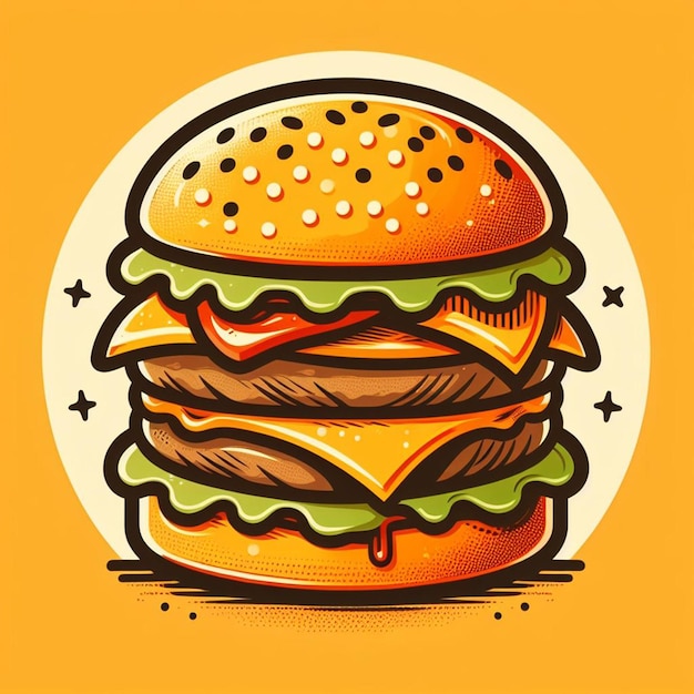 PSD hyper realisitic vector art hamburger cheeseburger burger symbol icon avatar drawing illustration