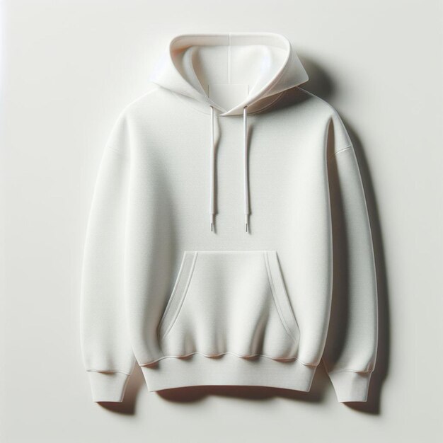 Hyper Realisitic Vector Art winter white blank hoodie sweater isolated white backdrop mockup