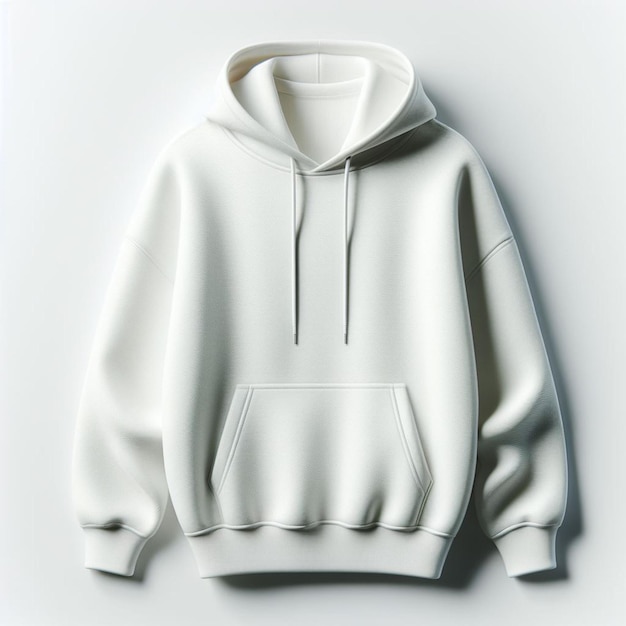 Hyper realisitic vector art winter white blank hoodie sweater isolated white backdrop mockup