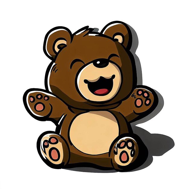 PSD 白い背景に孤立した笑う茶色のクマのイラスト