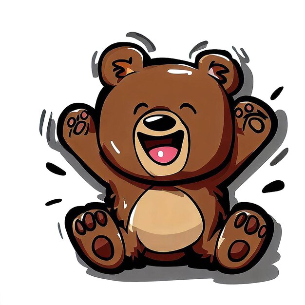 PSD 白い背景に孤立した笑う茶色のクマのイラスト