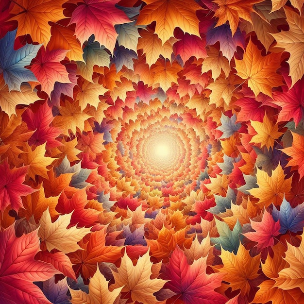 PSD ハイパーリアリスティックなベクトルアート ⁇ カラフルな秋のメープル葉の背景の壁紙