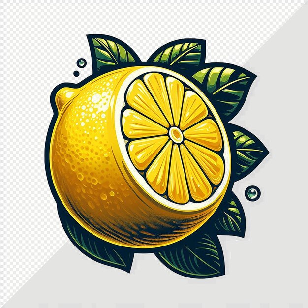 PSD hyper realistic vector art illustration fruity lemon lime citrusy isolated transparent background