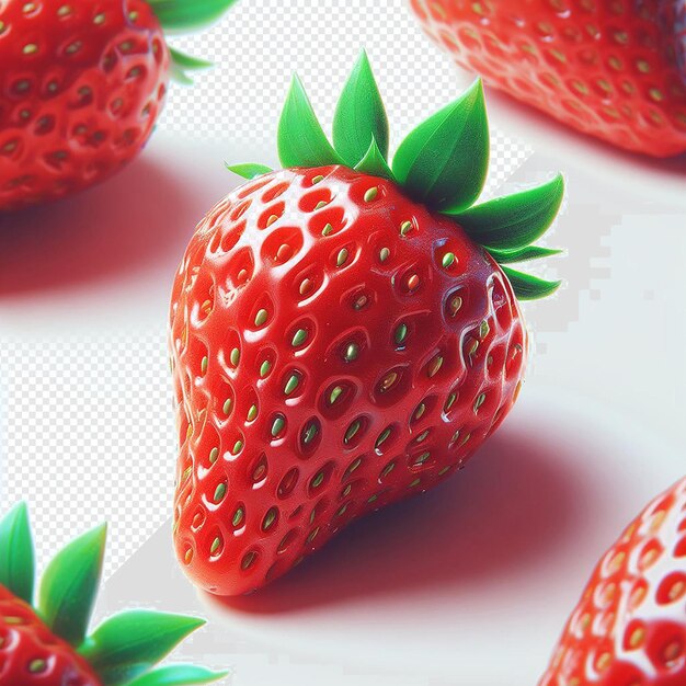 PSD hyper realistic vector art illustration fruity strawberry berry isolated transparent background