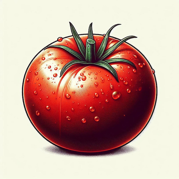 赤い美味しい野菜のトマトを隔離した透明な背景の超現実的なベクトルアートイラスト
