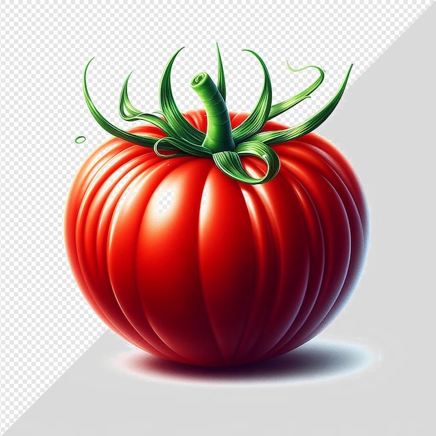 PSD hyper realistic vector art illustration of red tasty veggie tomato isolated transparent background