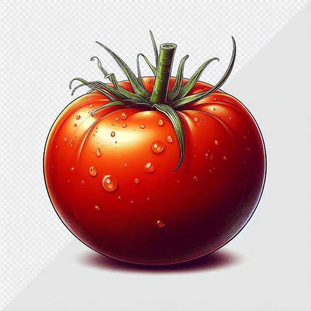 Hyper Realistic vector art illustration of red tasty veggie tomato isolated transparent background