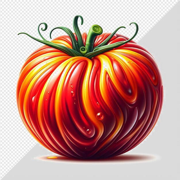 Hyper realistic vector art illustration of red tasty veggie tomato isolated transparent background