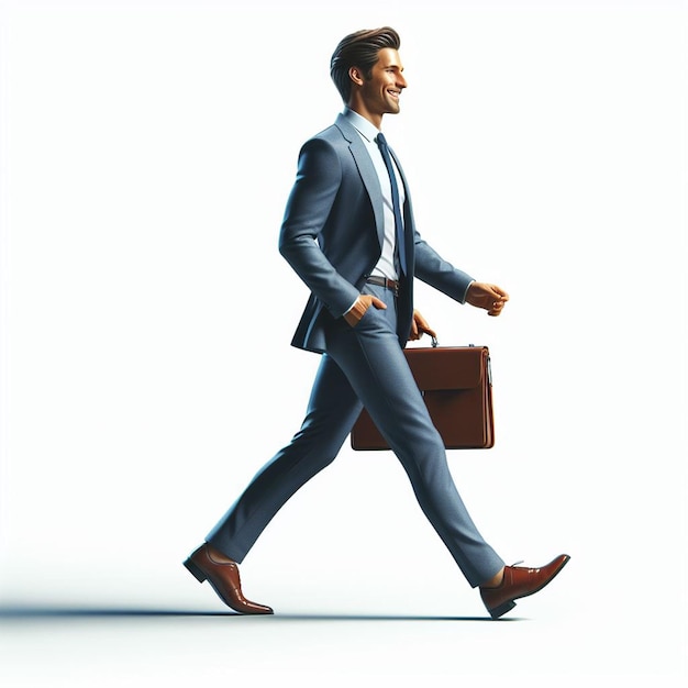 Hyper realistic vector art uomo di moda che cammina uomo d'affari in abito sfondo bianco isolato