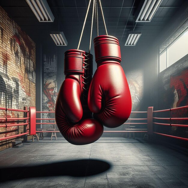 PSD hyper realistic vector art used red old sport sparring fighting boxing gloves wallpaper