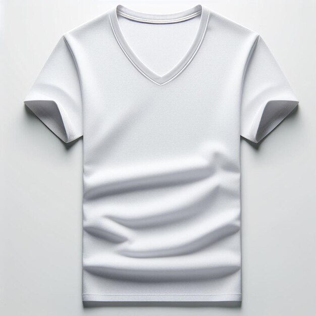 Hyper realistic vector art tessuto bianco vcollar tshirt mockup mock up sfondo bianco isolato