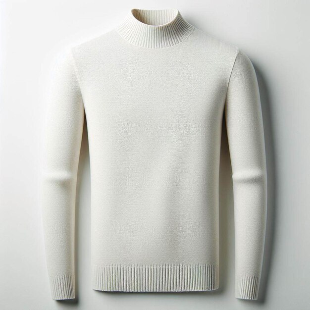 Hyper realistic vector art winter witte blanco turtleneck trui geïsoleerde witte achtergrond mockup