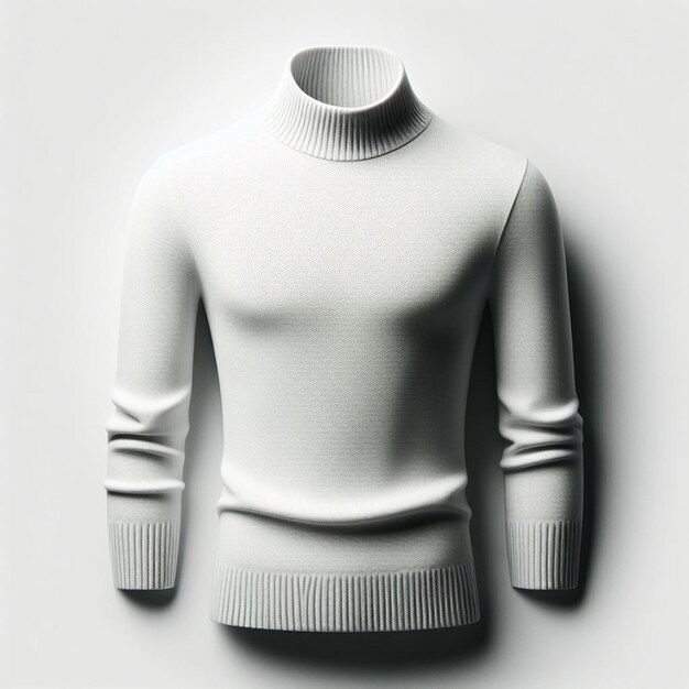 PSD hyper realistic vector art winter witte blanco turtleneck trui geïsoleerde witte achtergrond mockup