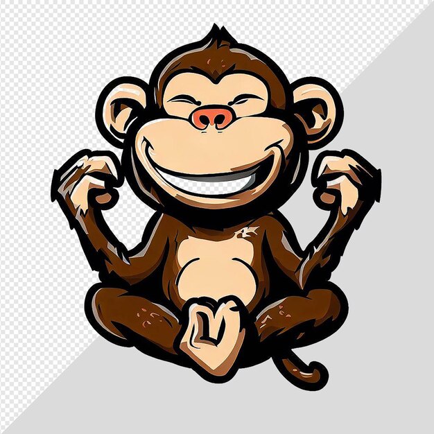 PSD disegno iperalistico scimmia scimmia sorridente denti divertenti isolato sfondo trasparente