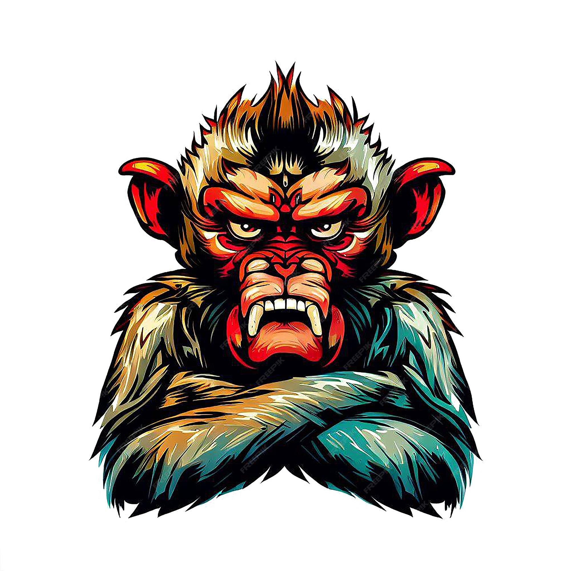 Premium PSD | Hyperealistic drawing chimp monkey smiling laughing teeth