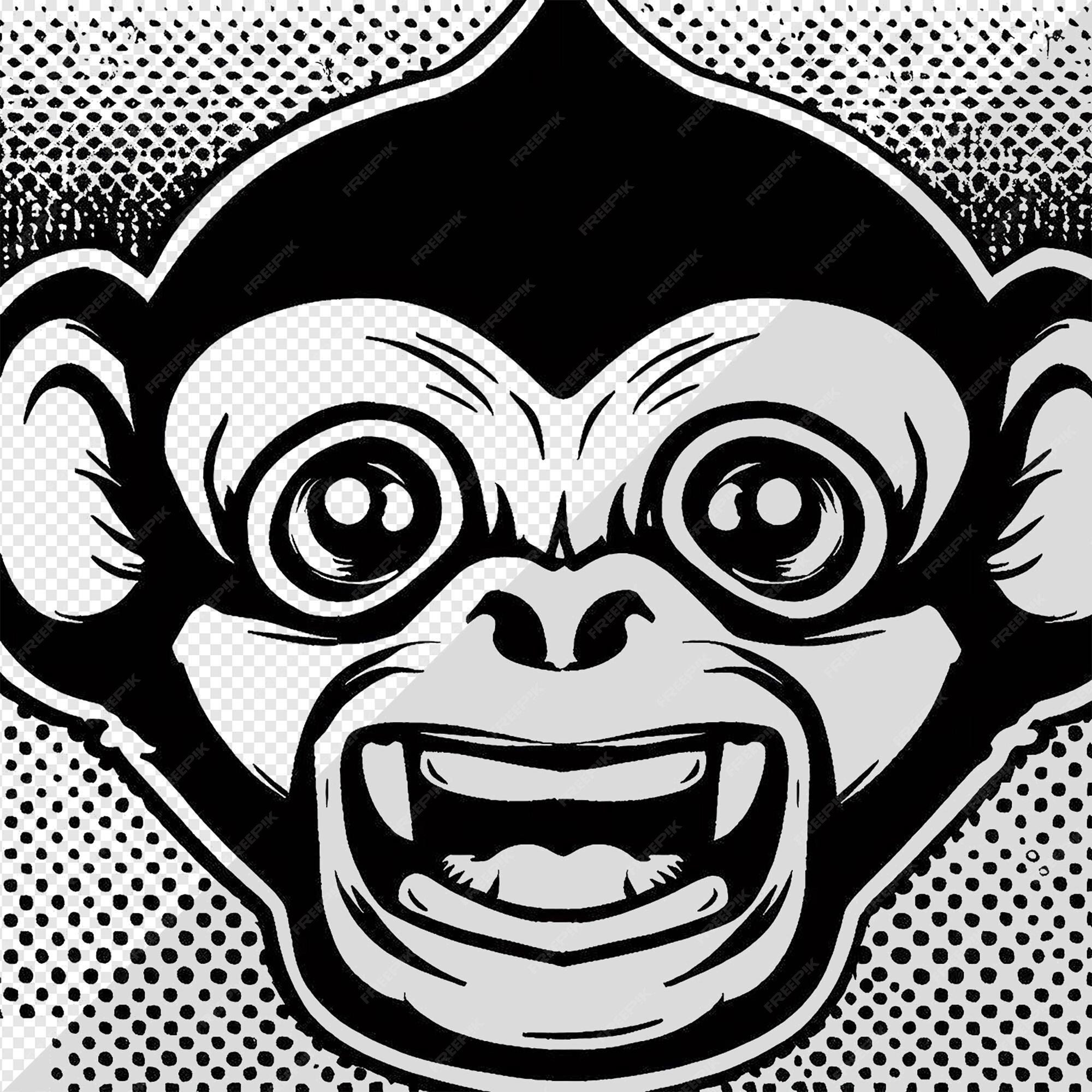 Premium PSD | Hyperealistic drawing chimp monkey smiling laughing teeth