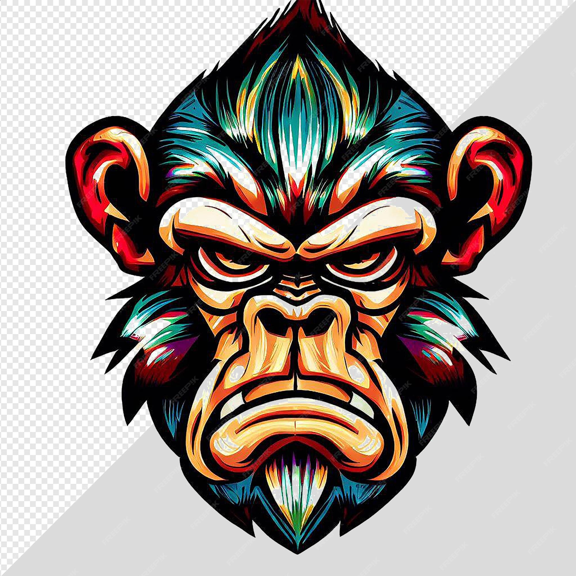 Premium PSD | Hyperealistic drawing chimp monkey smiling laughing teeth
