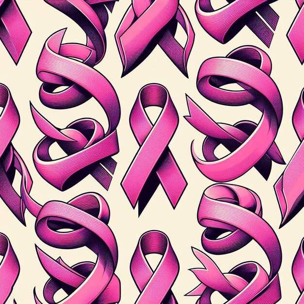 PSD hyperrealisitc vector art pink ribbon breast cancer symbol pattern