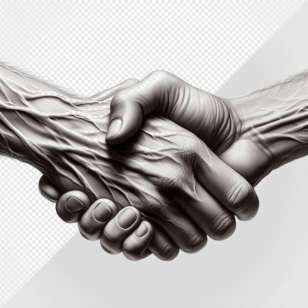 Hyperrealistc handshake isolated on transparent background