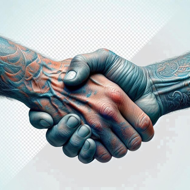 Hyperrealistc handshake isolated on transparent background