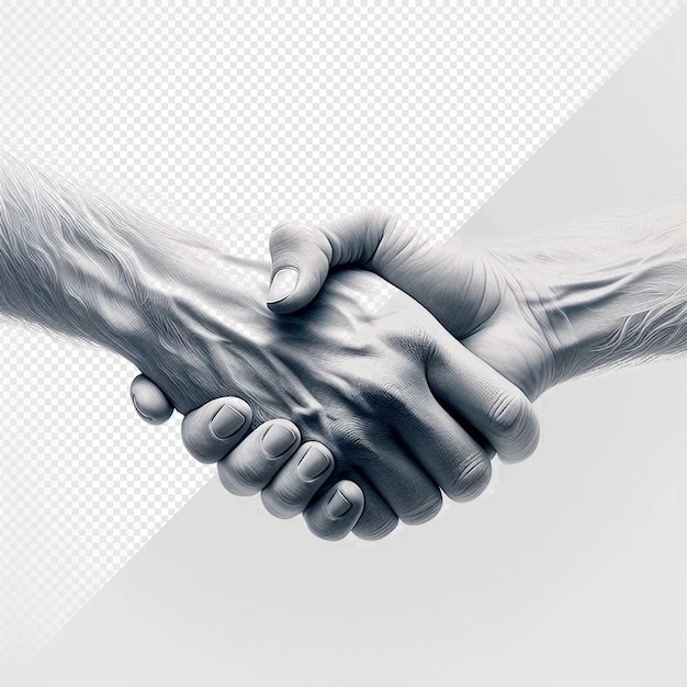 PSD hyperrealistc handshake isolated on transparent background