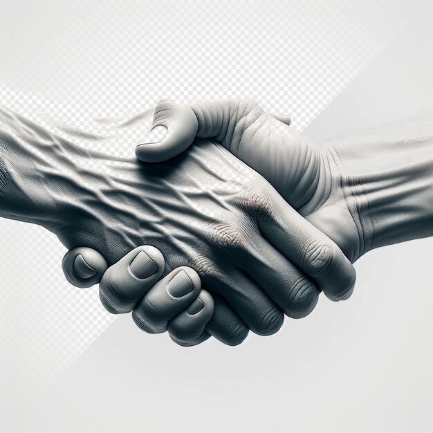 PSD hyperrealistc handshake isolated on transparent background