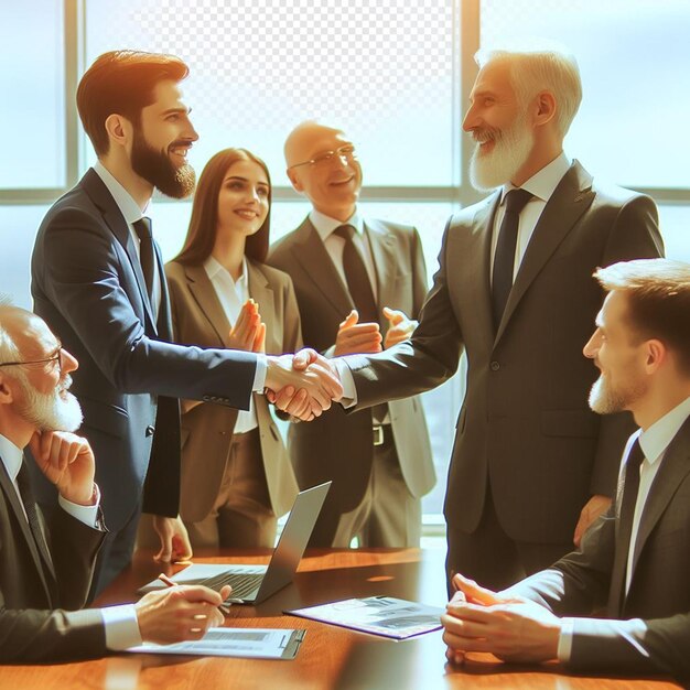 Hyperrealistc handshake isolated on transparent background