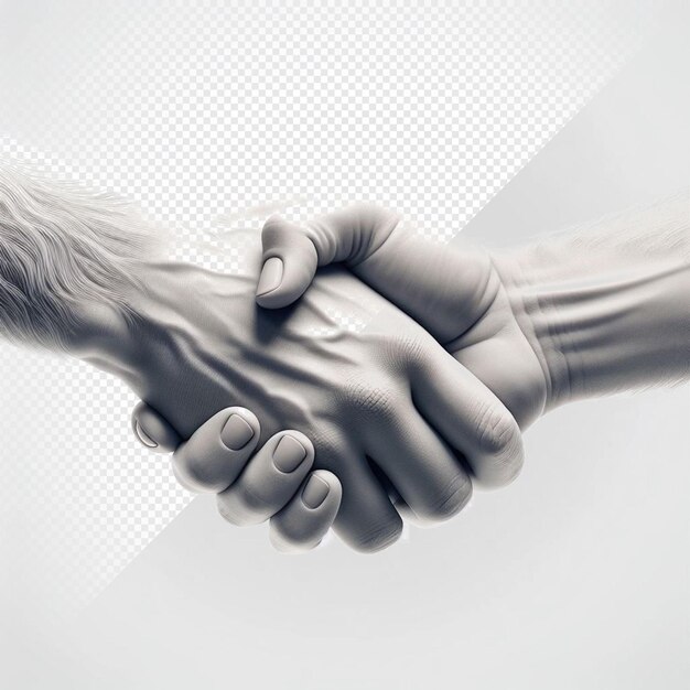 PSD hyperrealistc handshake isolated on transparent background